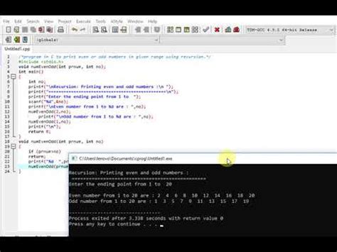 C program to print even or odd numbers in given range using .